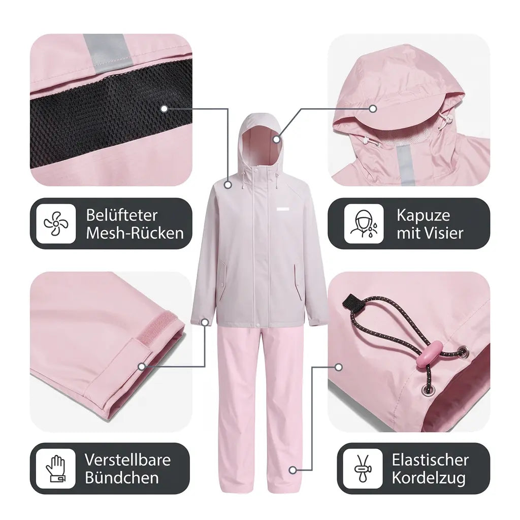 Damen-Regenset Rosa – technische Details