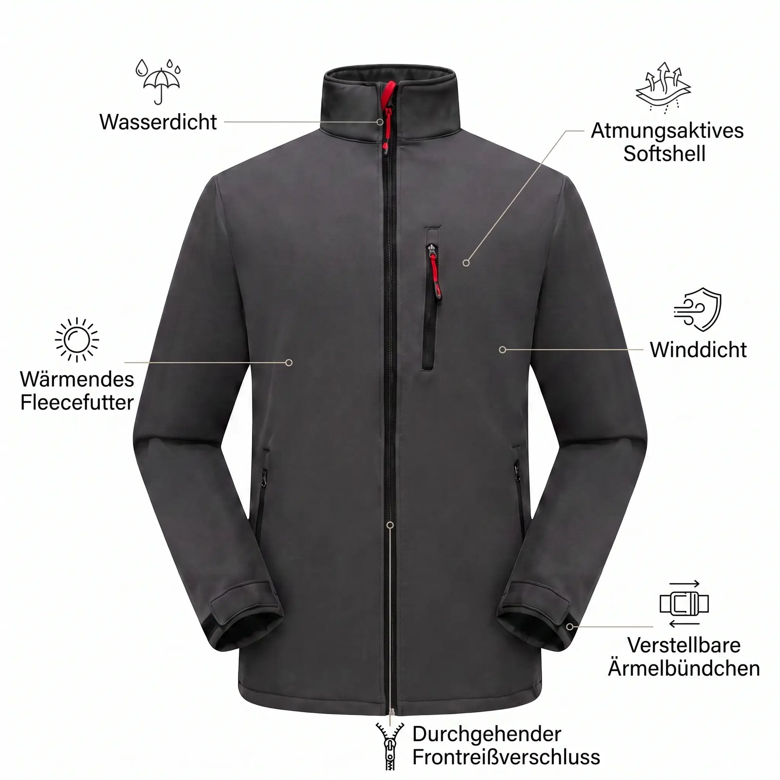 Herren Softshell-Skijacke – technische Details