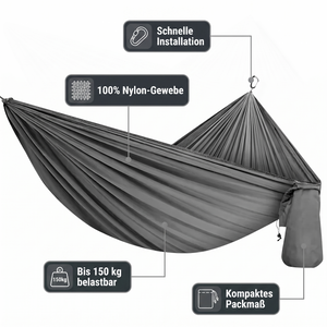 Hamac Suspendu Arbre – Schnelle Installation, 100% Nylon-Gewebe, Kompaktes Packmaß, bis 150 kg belastbar