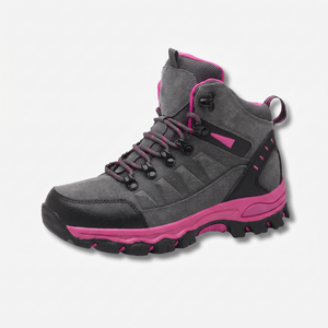 Wasserdichte Wanderschuhe für Damen in Grau mit pinken Akzenten, Seitenansicht