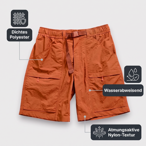 Herren-Robuste Wandershorts – Material und Wetterschutz: dichtes Polyester, wasserabweisend, atmungsaktive Nylon-Textur