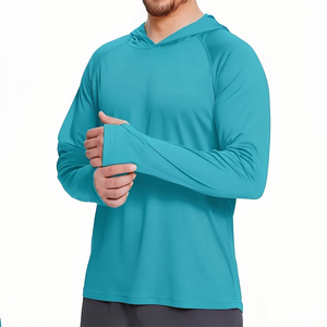 Herren UV-Shirt UPF50+ mit Kapuze, Türkis