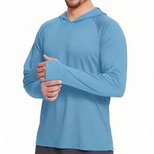 Herren UV-Shirt UPF50+ mit Kapuze, Hellblau
