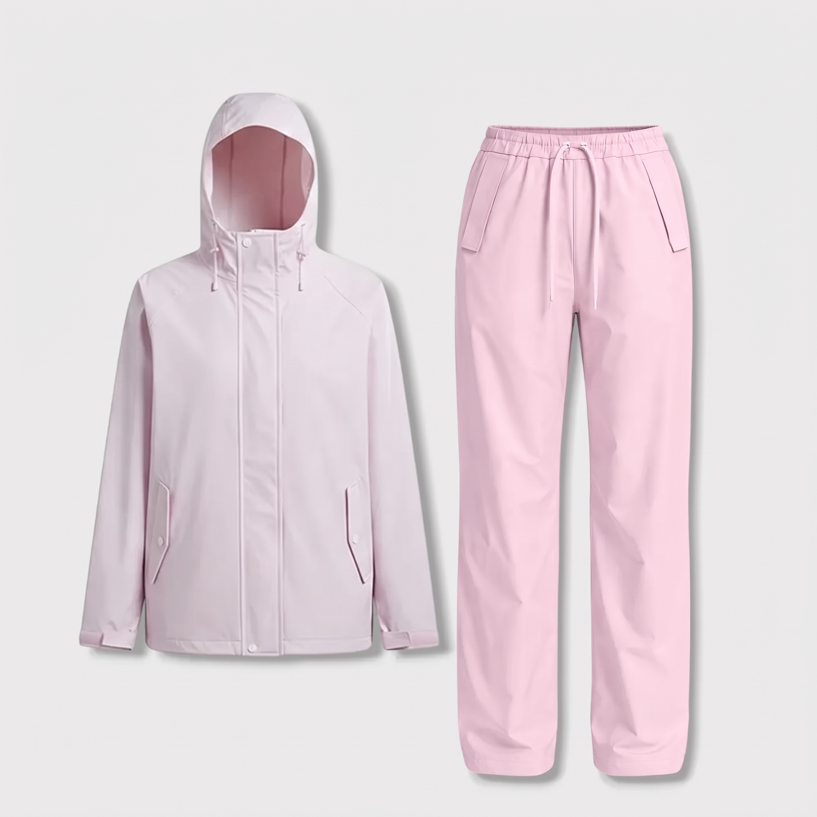 Damen-Regenset Rosa – Studioaufnahme, wasserdicht und atmungsaktiv