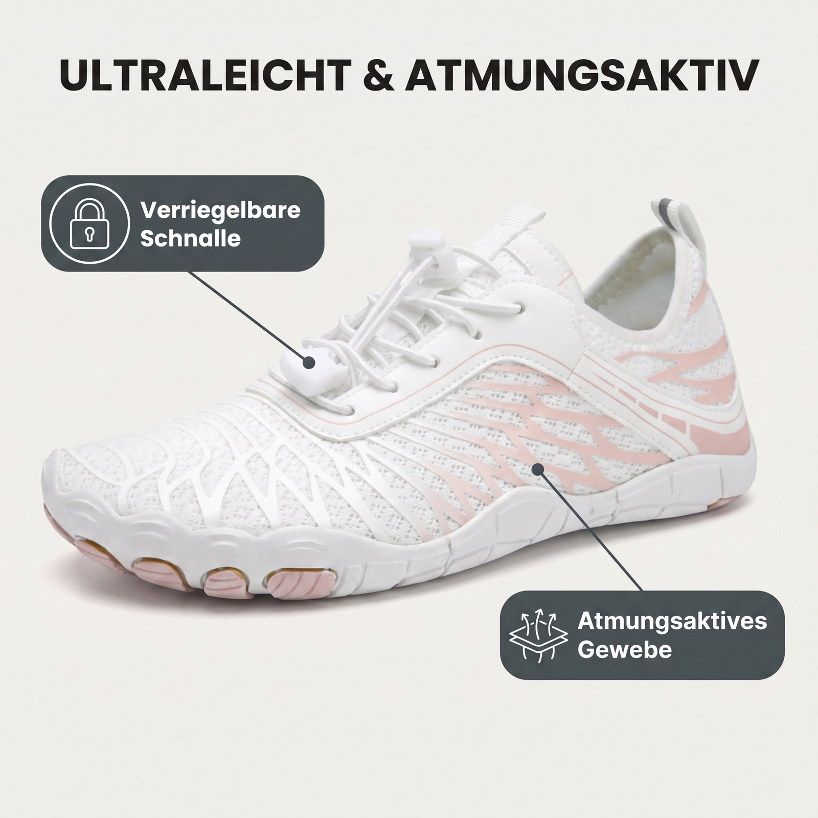 Barfußschuh ultraleicht und atmungsaktiv mit verriegelbarer Schnalle