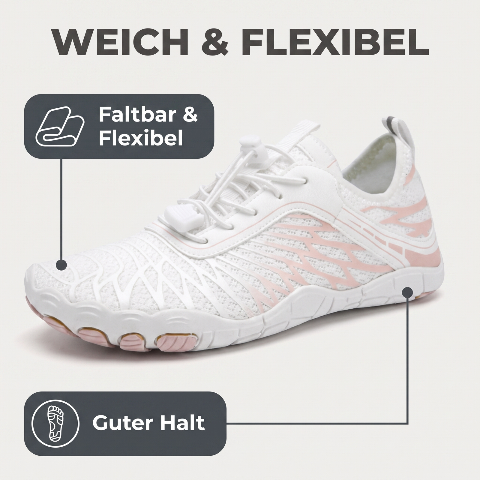 Barfußschuh weich und flexibel, faltbar mit gutem Halt