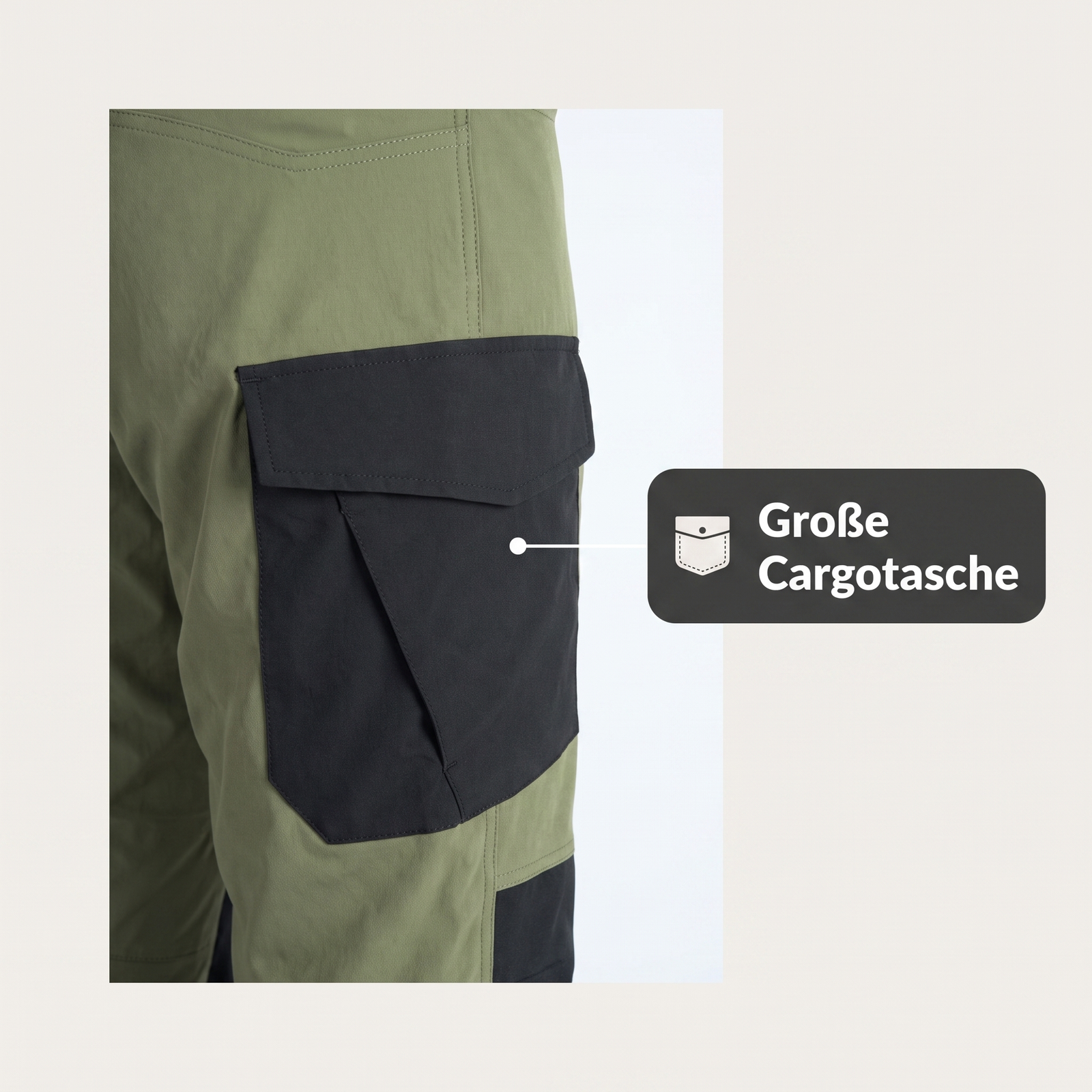 Outdoor-Cargo-Set Nahaufnahme der großen Cargotasche