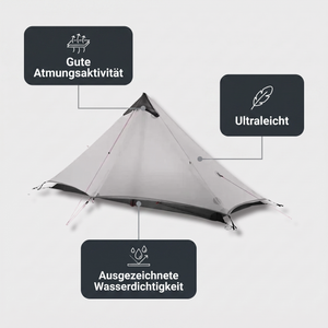 1-Personen-Zelt technische Details: gute Atmungsaktivität, ultraleicht, ausgezeichnete Wasserdichtigkeit