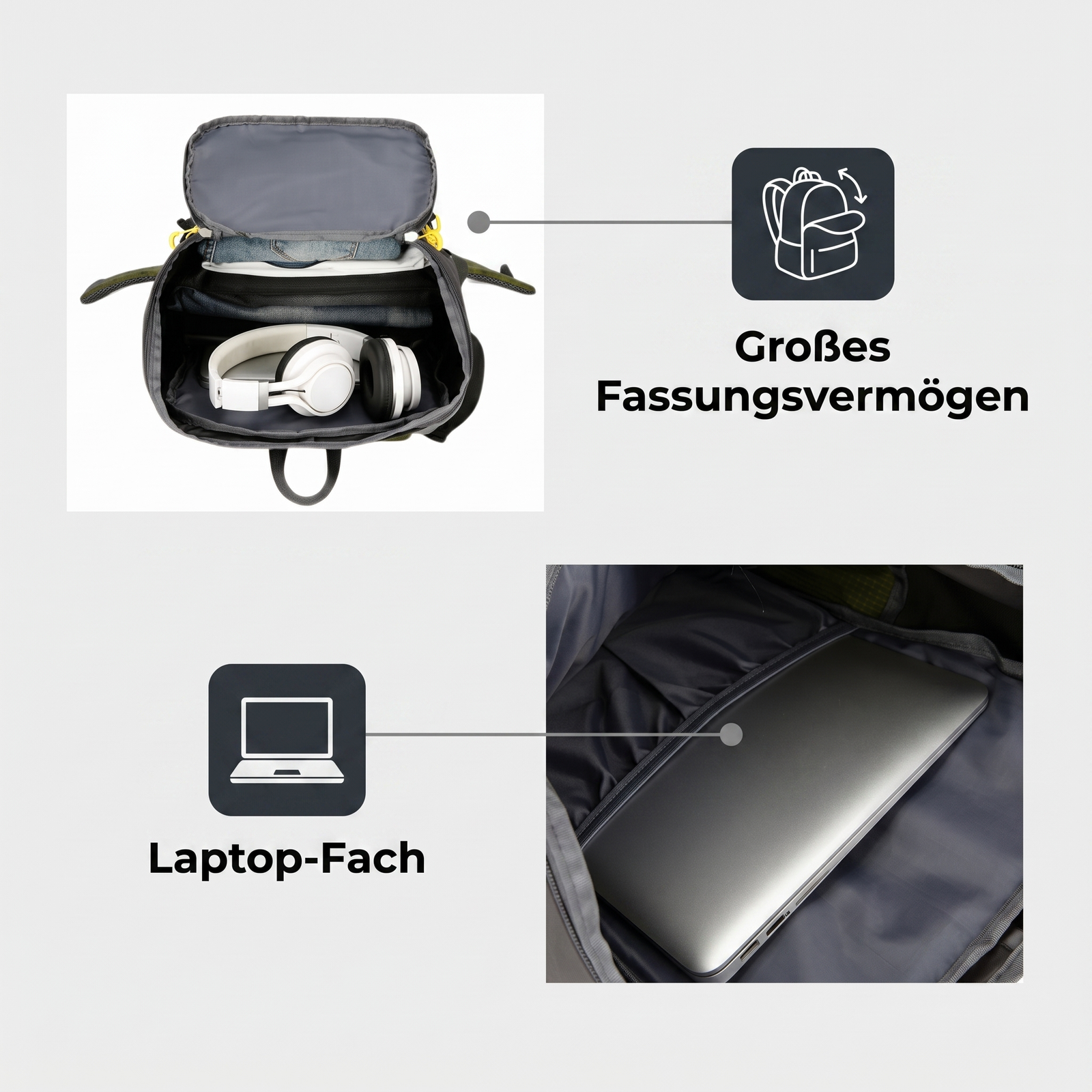 Wanderrucksack 50L Trekking Innenraum: großes Fassungsvermögen und Laptop-Fach