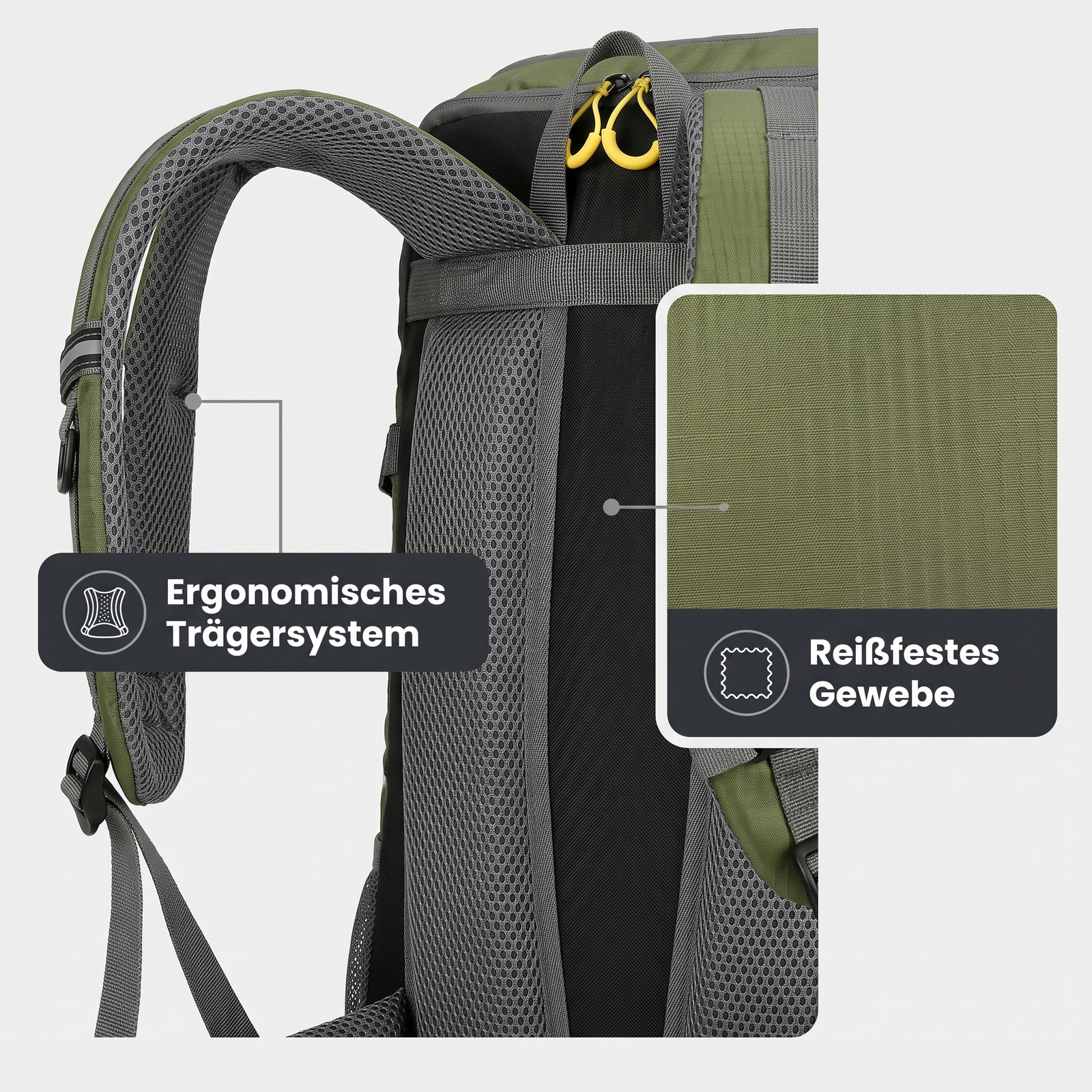 Wanderrucksack 50L Trekking Träger und Gewebe: ergonomisches Trägersystem und reißfestes Gewebe