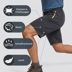 Wandershorts Herren anthrazit - Stretch-Material elastisch, weich, schnelltrocknend und leicht