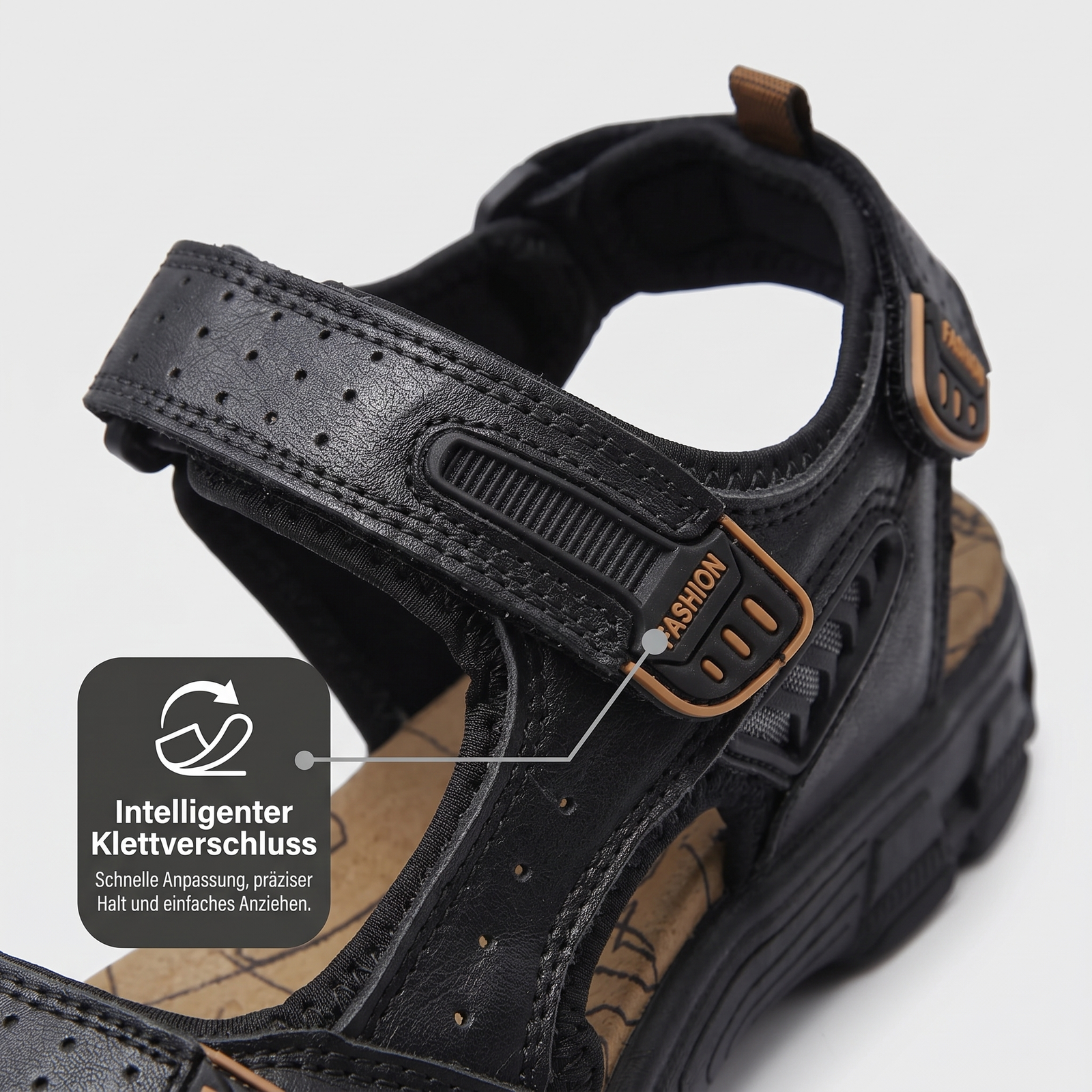 Wandersandale Herren – intelligenter Klettverschluss am Fersenriemen