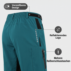 Wander-Bermudashorts Herren petrol – verstellbares Design, reflektierendes Logo, mehrere Reißverschlusstaschen