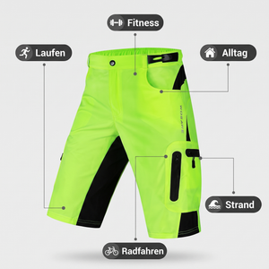 Wander-Bermudashorts Herren neongrün – vielseitig einsetzbar für Laufen, Fitness, Alltag, Strand und Radfahren