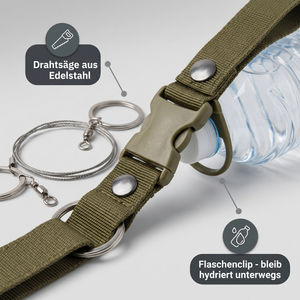 Drahtsäge aus Edelstahl und Flaschenclip – Survival-Set fürs Wandern