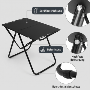 Campingtisch Sprühbeschichtung, Befestigung und Manschette Detailansicht