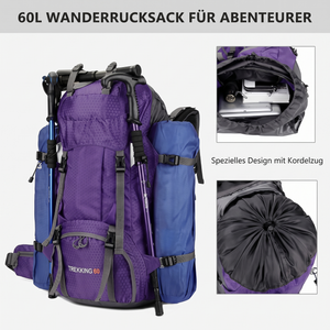 60L Wanderrucksack Kordelzug Design
