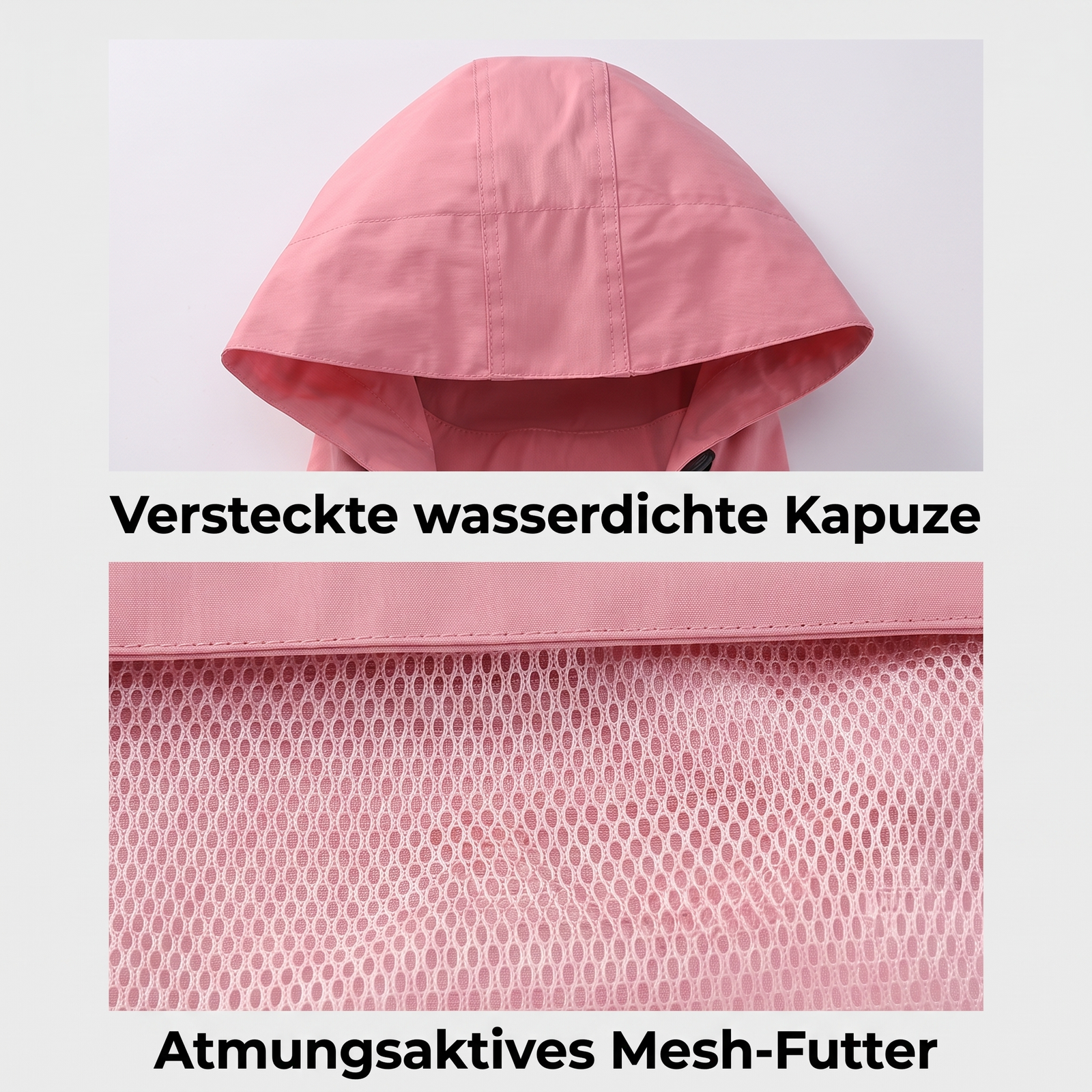 Regenset Kapuze und Mesh-Futter Detail
