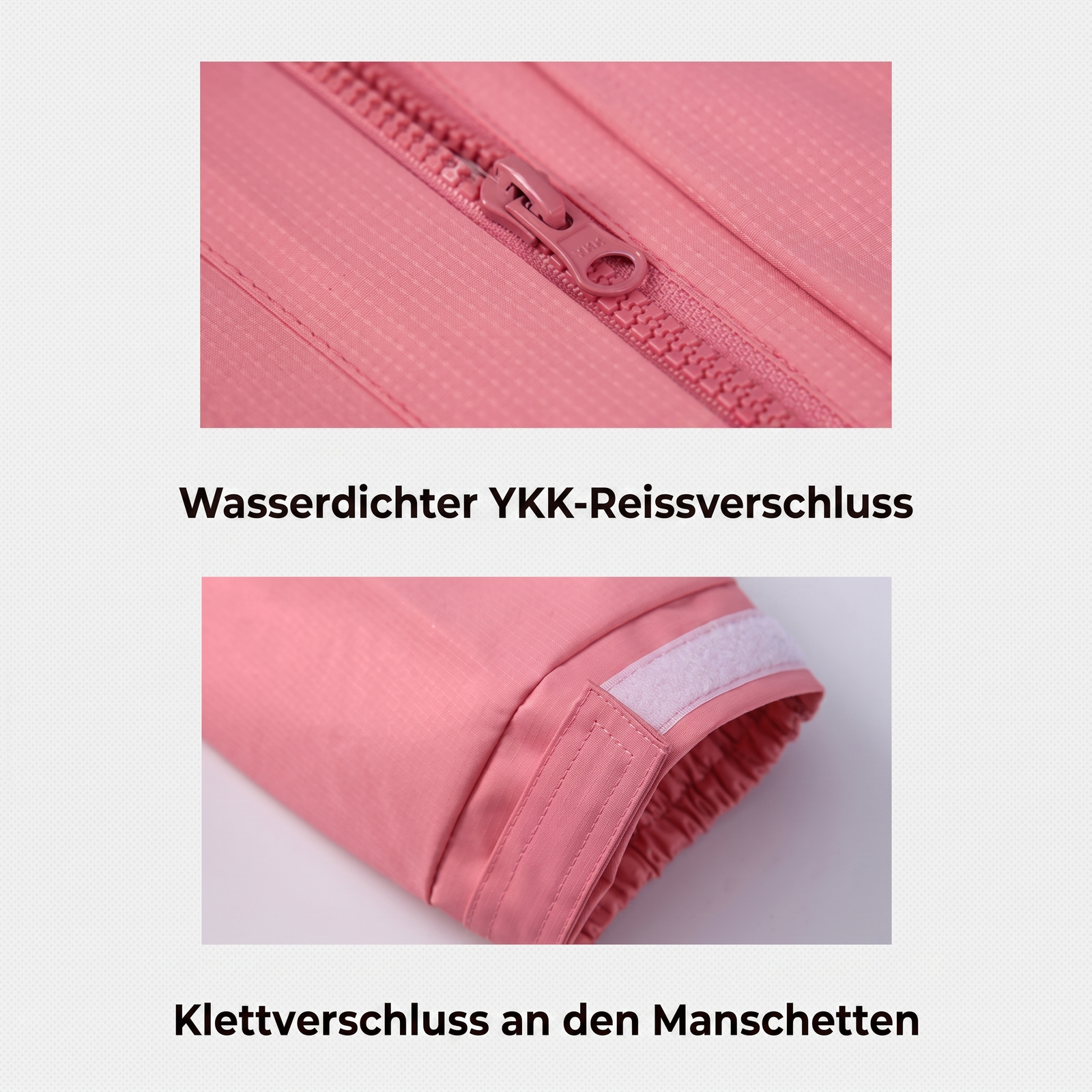 Regenset Reissverschluss und Manschetten Detail