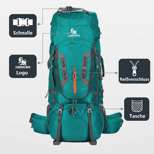 Wasserdichter Wanderrucksack Details Schnalle Logo Reißverschluss Tasche