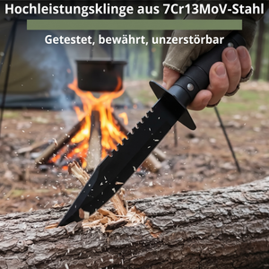 Survival-Messer Hochleistungsklinge aus 7Cr13MoV-Stahl getestet bewährt unzerstörbar