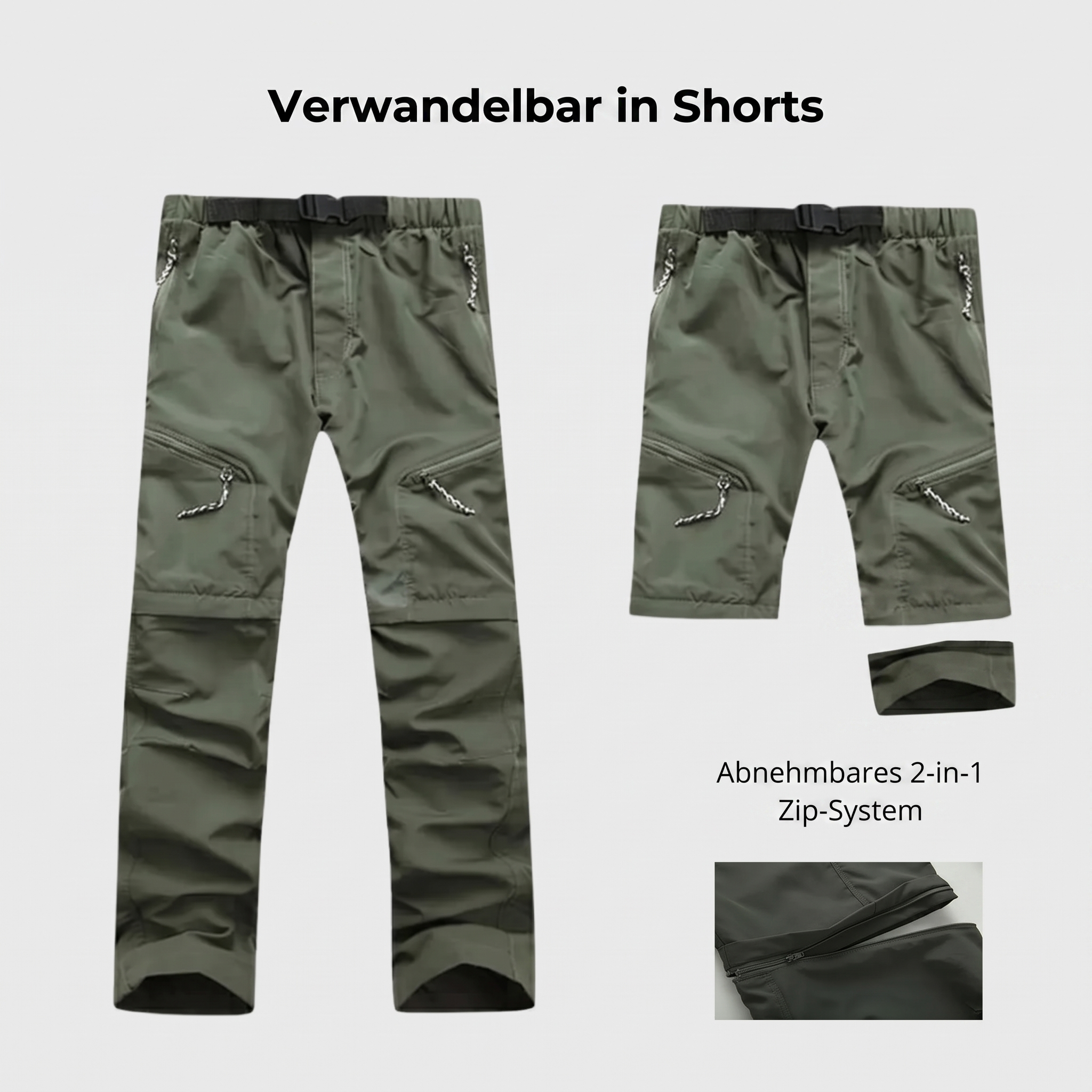 2-in-1 Wanderhose verwandelbar in Shorts abnehmbares Zip-System