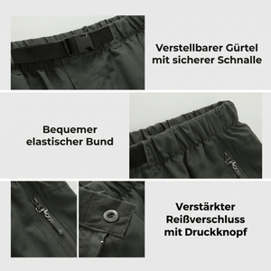 2-in-1 Wanderhose verstellbarer Gürtel elastischer Bund verstärkter Reißverschluss