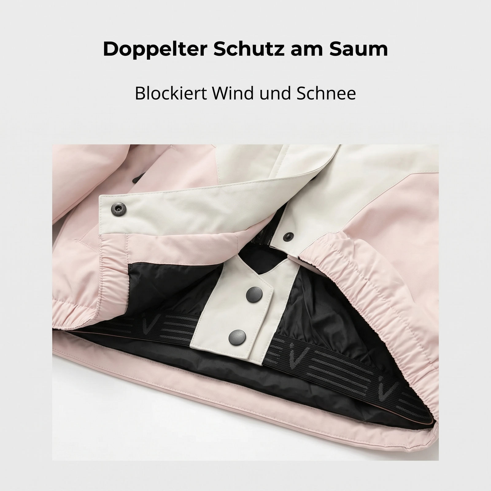 Damen-Skianzug doppelter Schutz am Saum blockiert Wind und Schnee