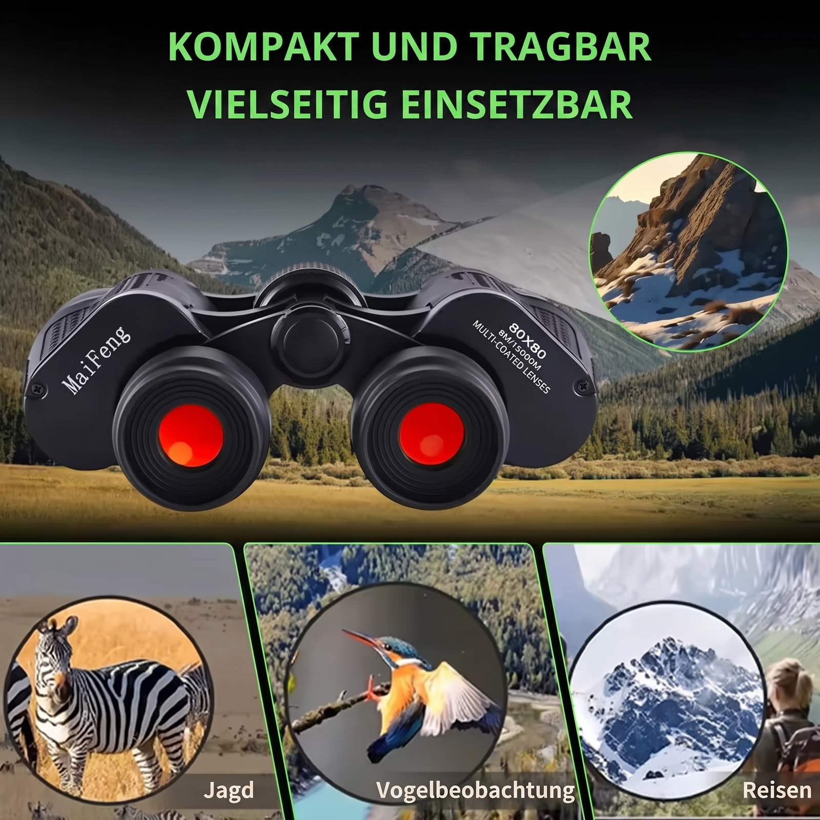 Fernglas kompakt und tragbar vielseitig einsetzbar Jagd Vogelbeobachtung Reisen