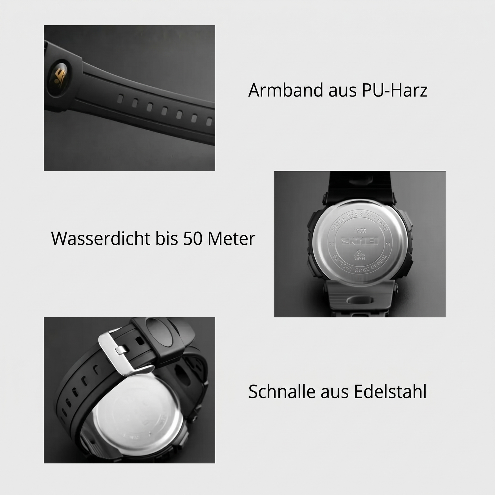 Materialdetails - Multifunktions-Survival-Uhr LED
