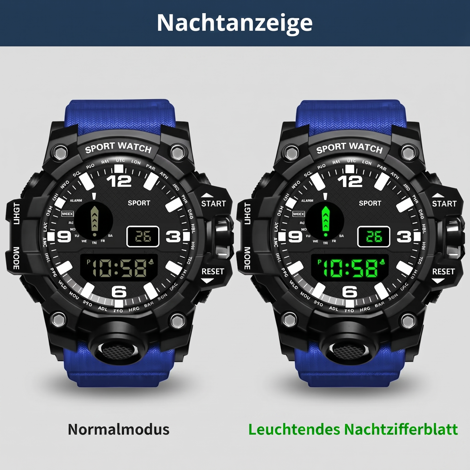 Nachtanzeige - Herren-Outdoor-Trekkinguhr