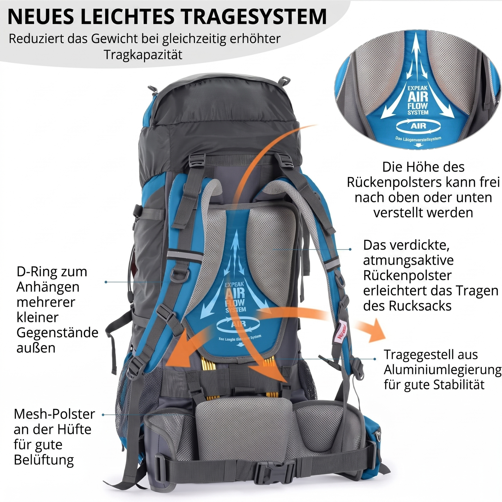 Trekkingrucksack 70L Touren