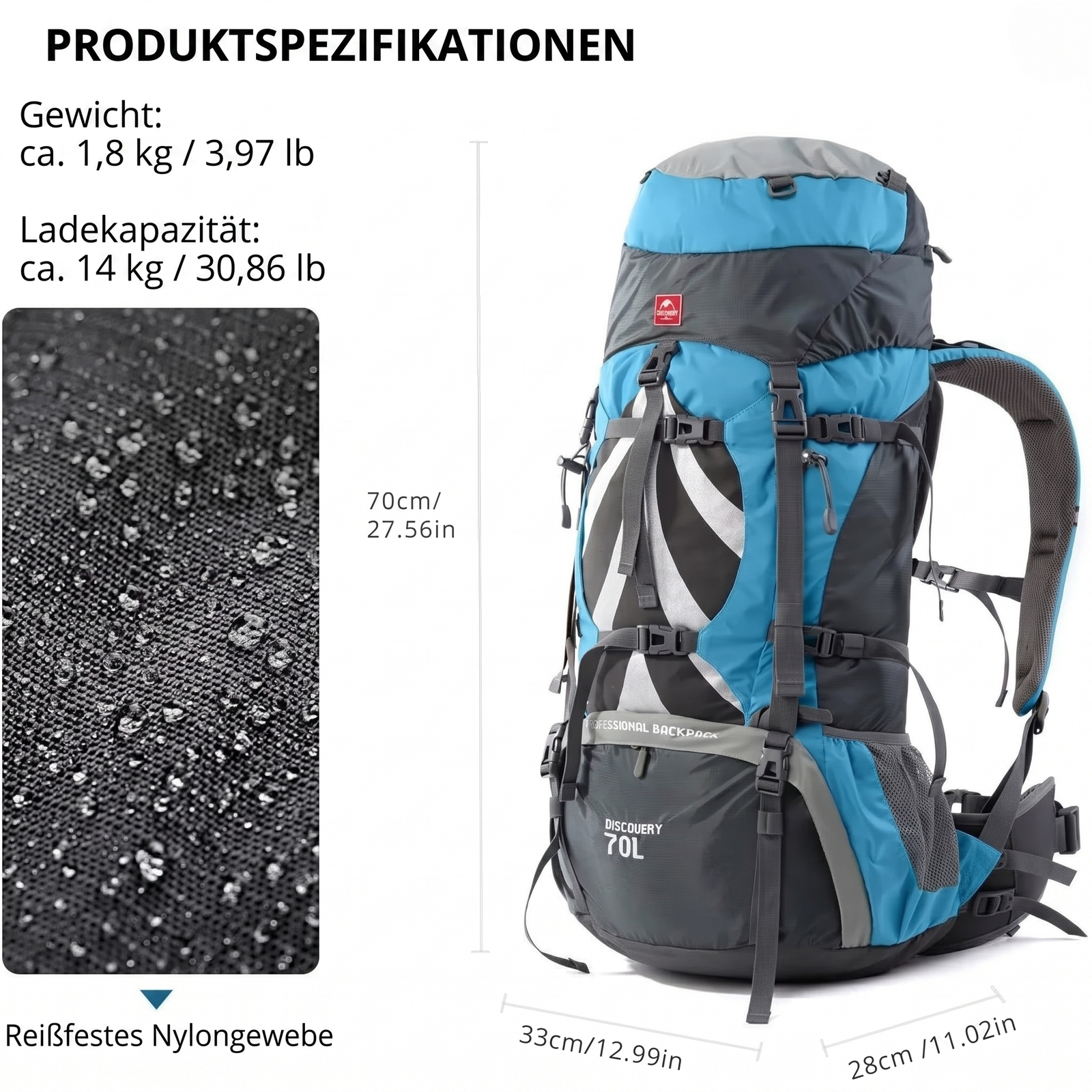 Trekkingrucksack 70L Touren