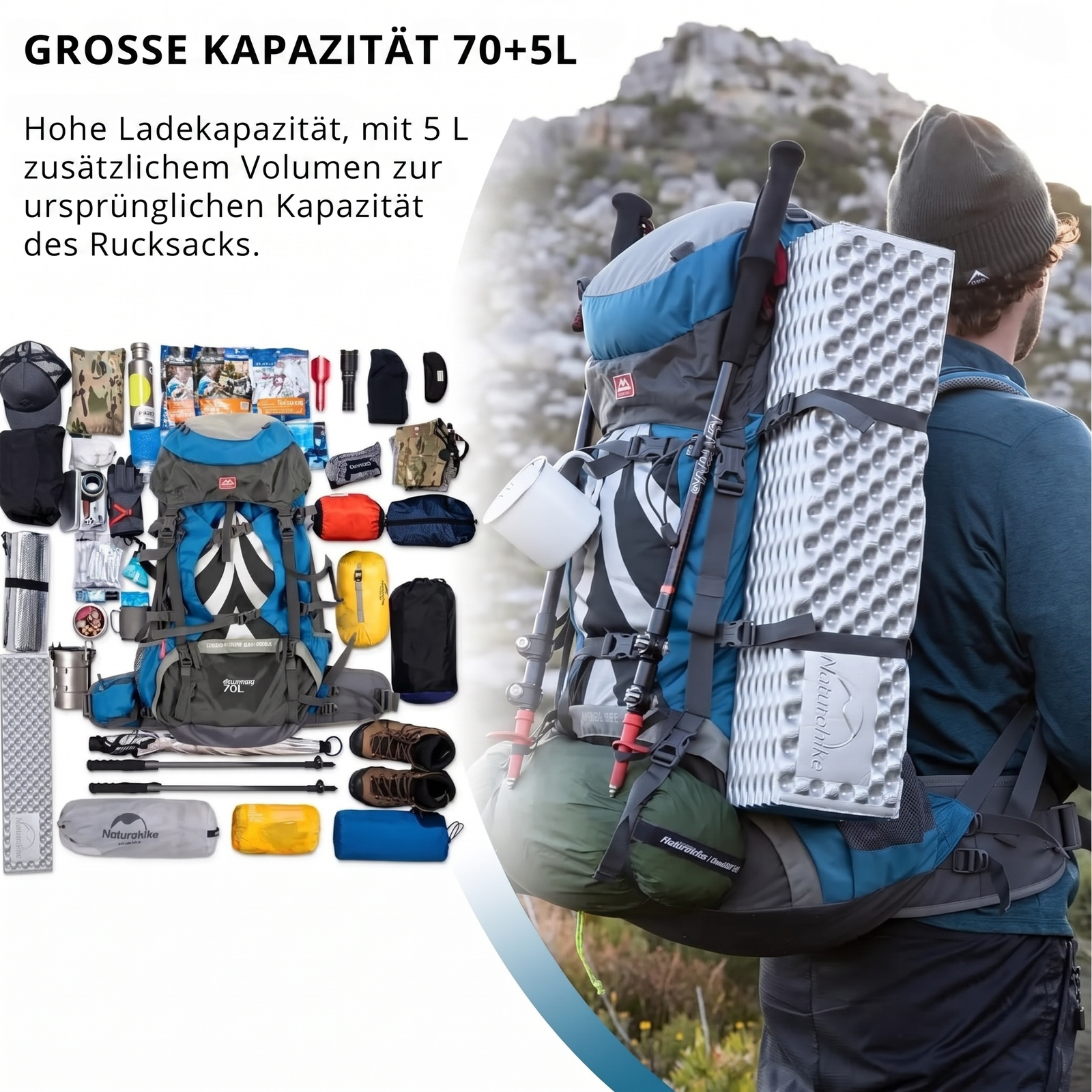Trekkingrucksack 70L Touren