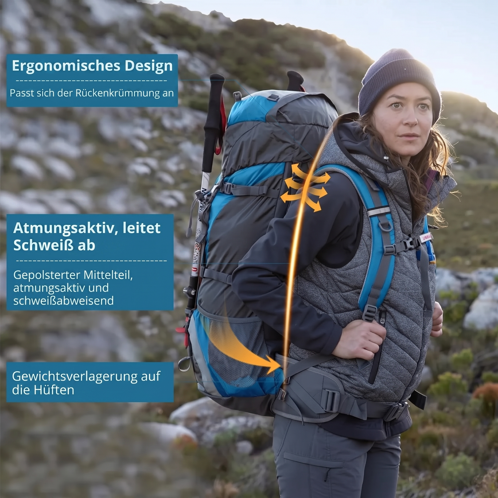 Trekkingrucksack 70L Touren