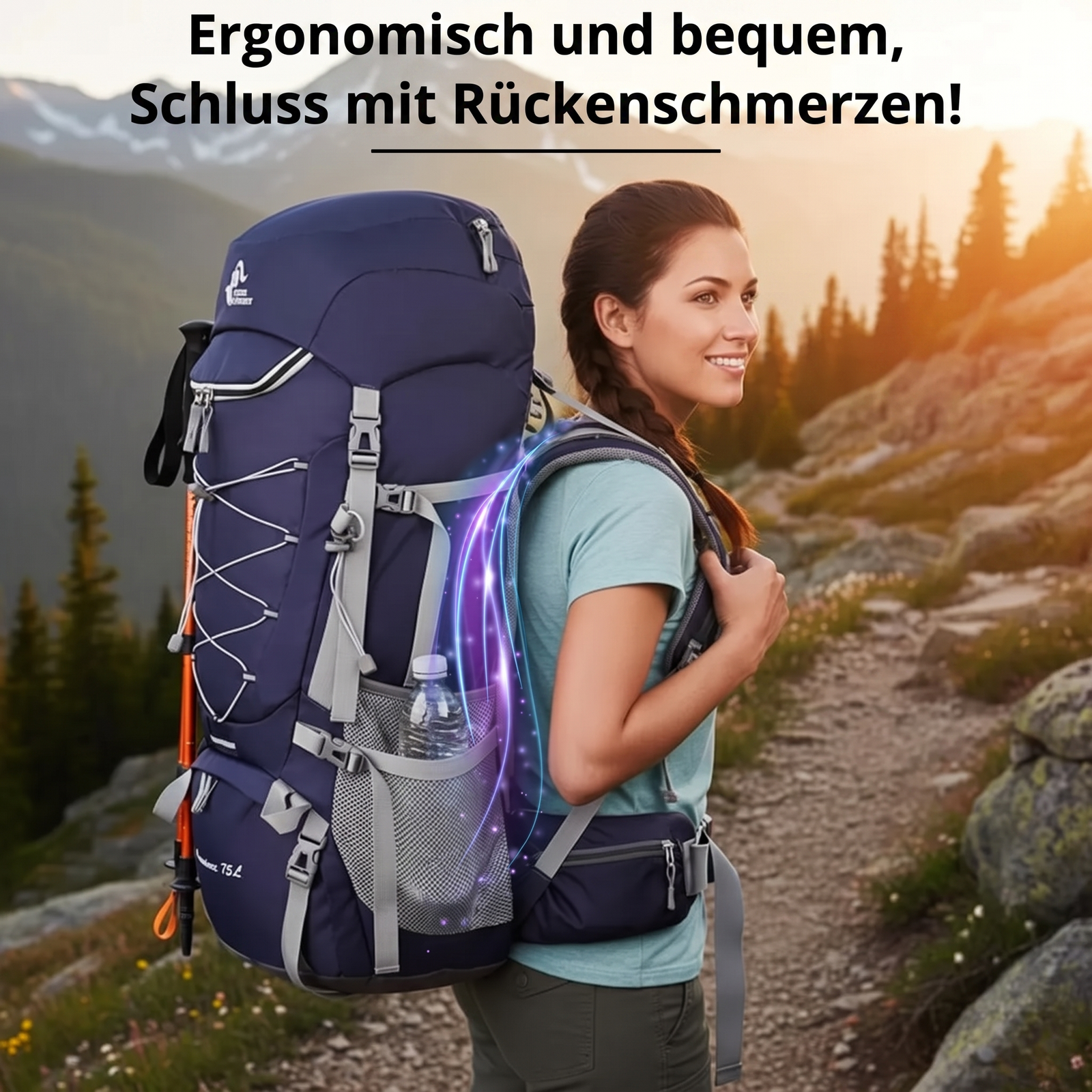 Wanderrucksack 75L Touren - Ergonomisch und bequem, Schluss mit Rückenschmerzen