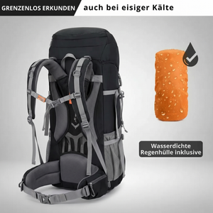 Wanderrucksack 75L Touren - Grenzenlos erkunden, auch bei eisiger Kälte, wasserdichte Regenhülle inklusive
