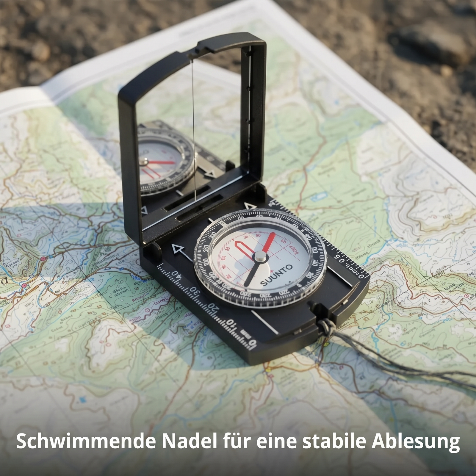 Wanderkompass mit Peilspiegel - Schwimmende Nadel für eine stabile Ablesung