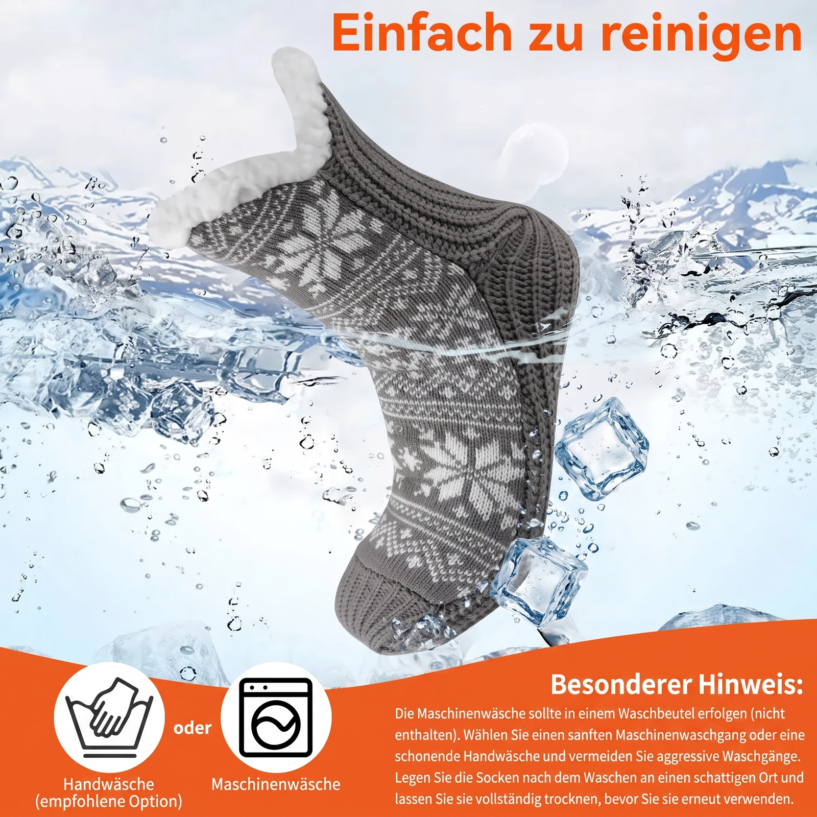 Beheizbare Fleece-Akkusocken - Einfach zu reinigen