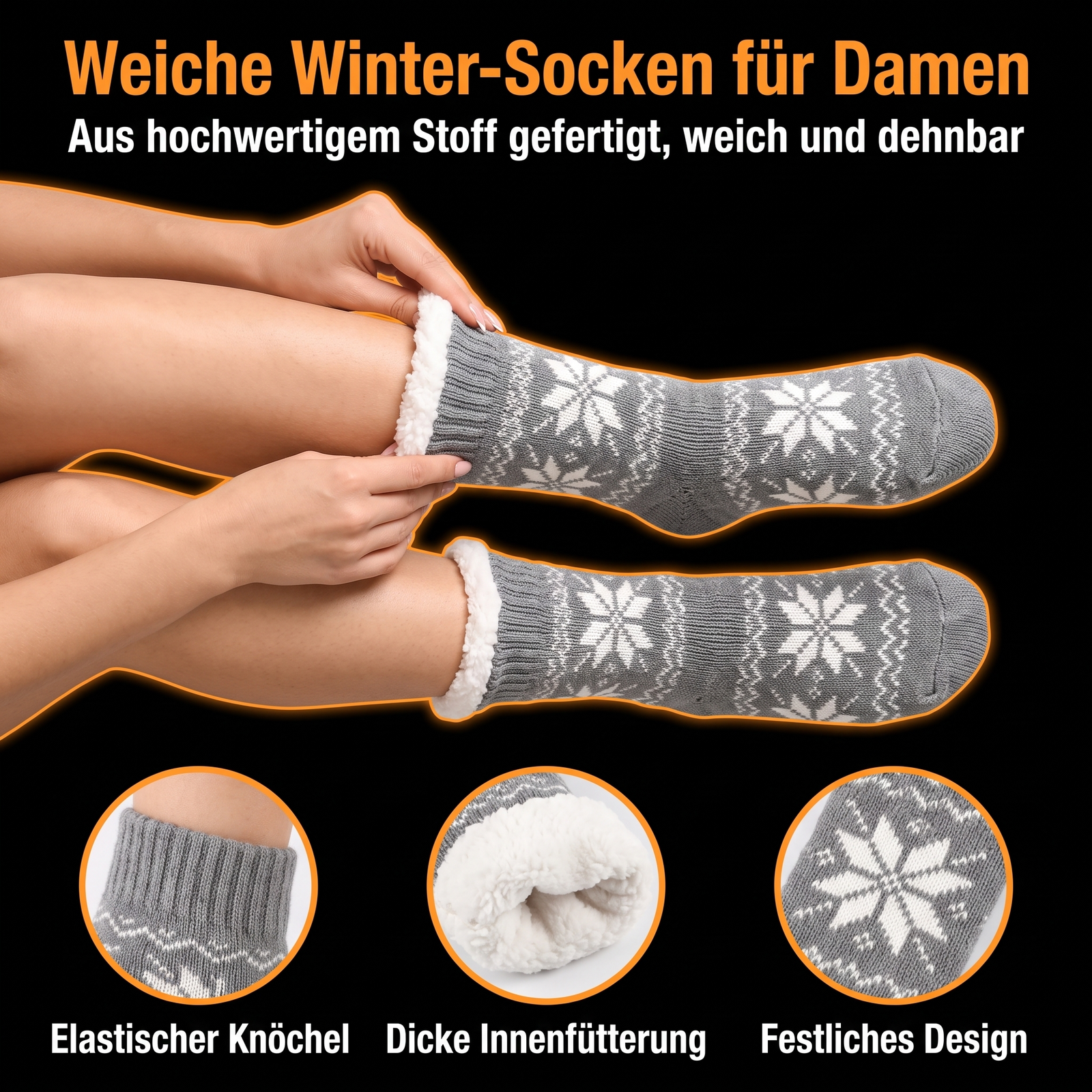 Beheizbare Fleece-Akkusocken - Weiche Winter-Socken für Damen