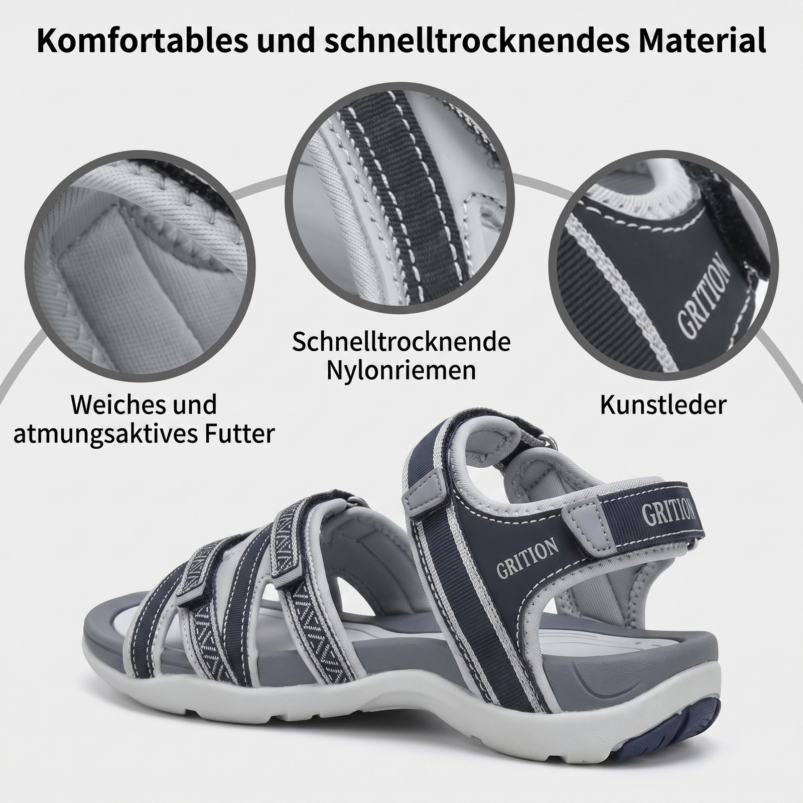 Damen-Berg-Wandersandalen - Komfortables und schnelltrocknendes Material
