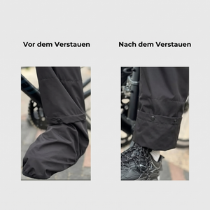 Herren Regen-Überhose - Vor und nach dem Verstauen