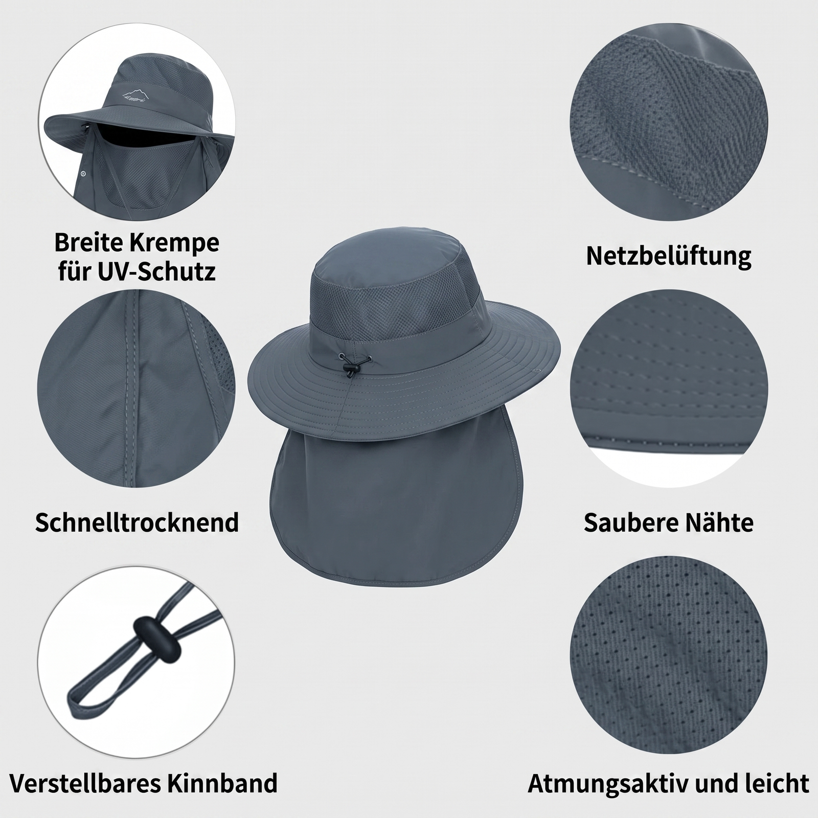 UV-Wanderhut mit Nackenlasche - Merkmale
