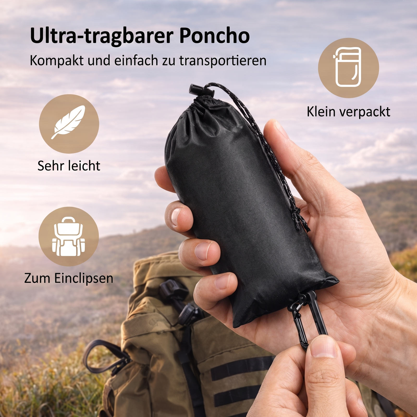 Regenponcho 3-in-1 - Ultra-tragbar