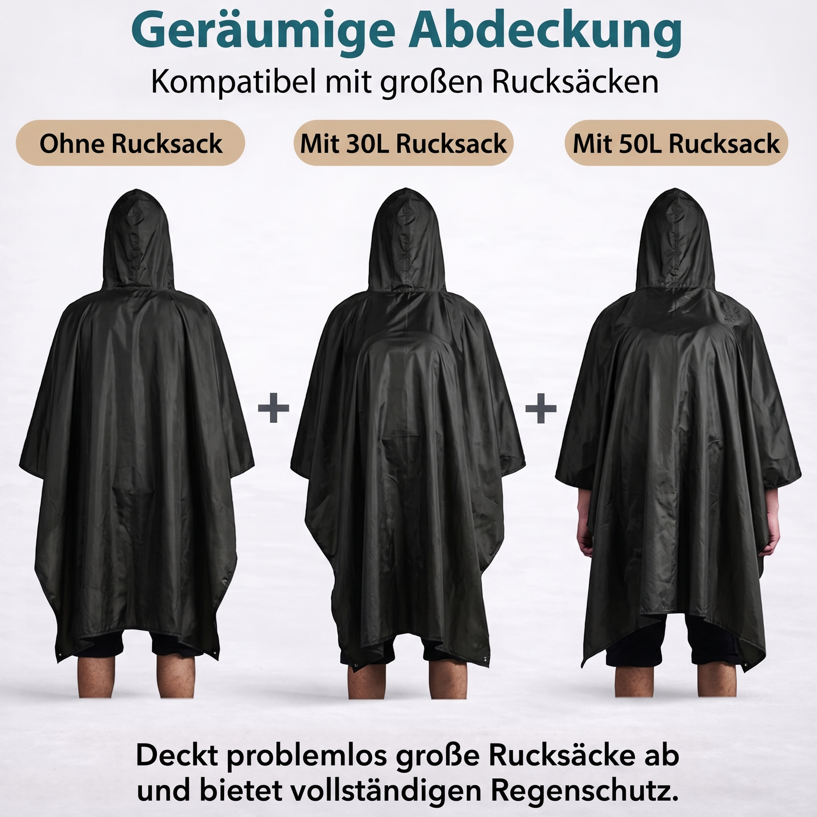 Regenponcho 3-in-1 - Geräumige Abdeckung
