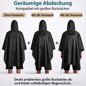 Regenponcho 3-in-1 - Geräumige Abdeckung