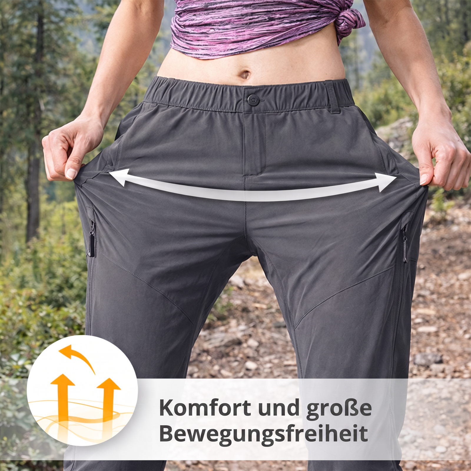 Atmungsaktive Wanderhose Damen - Bewegungsfreiheit