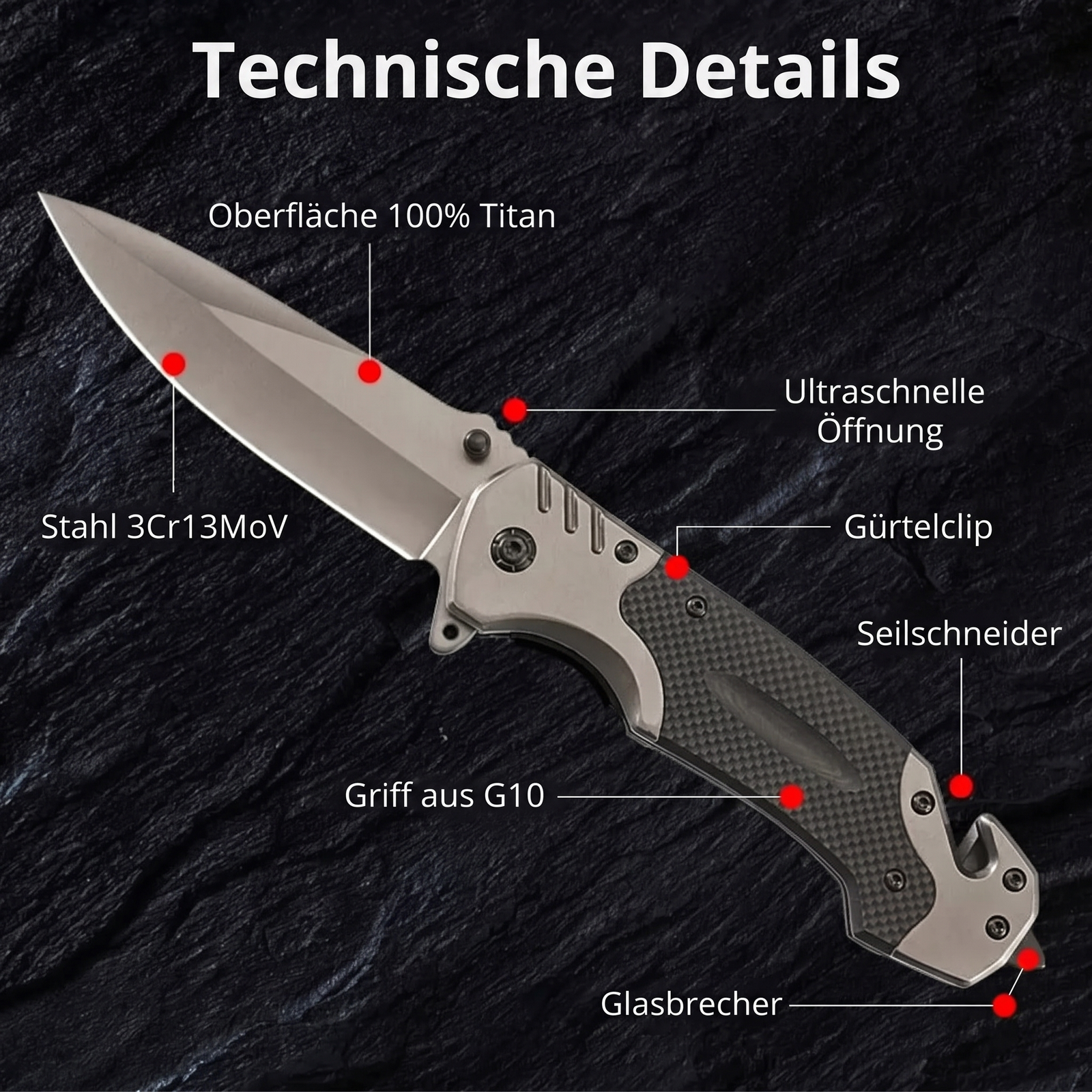 Technische Details Survival-Messer