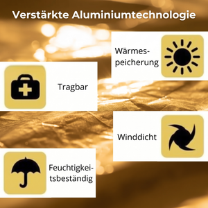 Verstärkte Aluminiumtechnologie - Wärmespeicherung, Tragbar, Winddicht, Feuchtigkeitsbeständig