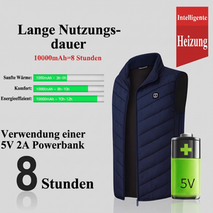 Beheizbare Weste blau mit Akku